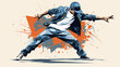 Abstract breakdancer in action with angular lines  representing the dynamic movements of breakdance. simple Vector Illustration art simple minimalist illustration creative