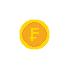 Sticker - pixel franc coin icon pixel art money sign for 8 bit game