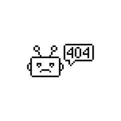 Wall Mural - 404 error icon 8 bit, pixel art  computer 404 laptop icon  for game  logo.