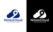 Creative Blue Vector Logo Cloud 9. Cloud Nine Illustration Of Cloud With Number Nine In It.