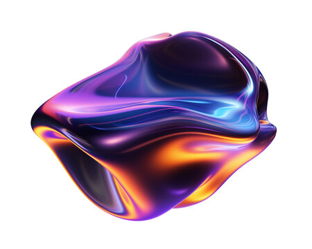 Bold colorful abstract liquid shape isolated. Melted distorted blob form. Trendy background shape png