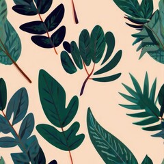 Sticker - seamless background with leaves