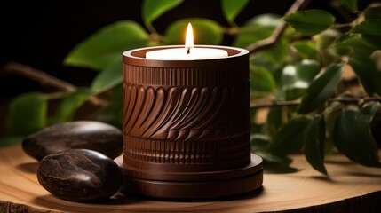 Wall Mural - decor wood candle holder