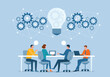 © apinan - business people team working meeting and brainstorming concepts. creative team thinking ideas together for business process planning. flat vector illustration cartoon design for web banner.
