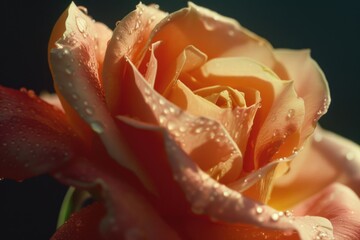 Poster - A close-up shot of a rose with water droplets. Perfect for adding a touch of elegance and beauty to any project