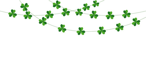 clover leaves border. vector banner with clover illustration for st patricks day