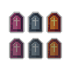 Poster - Pixel art stroke sets icon of grave in variation color. rest in peace icon on pixelated style. 8bits perfect for game asset or design asset element for your game design. Simple pixel art icon asset.