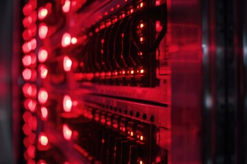 Poster - A close-up view of a bunch of red lights. Can be used to add a vibrant and colorful touch to any project