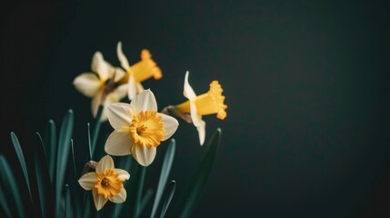 Poster - A beautiful arrangement of yellow and white flowers in a vase. Perfect for adding a touch of color and elegance to any space