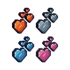 Poster - Isometric Pixel art 3d of heart icon for items asset.Heart icon on pixel bits style.8-bits perfect for game asset,design asset element,app,website, Vector illustration.