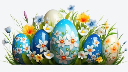 Poster - Colorful Easter eggs displayed on the grass. Perfect for Easter celebrations and spring-themed designs