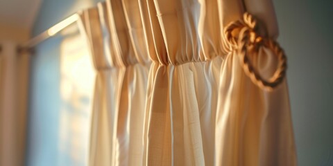 Aufkleber - Close up shot of a curtain in a room. Versatile image suitable for interior design, home decor, or real estate themes