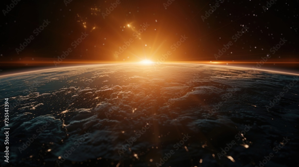 A beautiful view of the sun rising over the earth. This image captures ...
