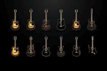Poster - A collection of guitars displayed on a black background. Perfect for music-related projects
