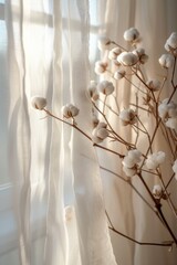 Poster - Close-up view of a plant with white flowers. Suitable for various uses
