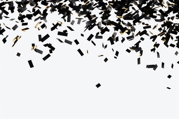 Poster - Black and gold confetti scattered on a white background. Perfect for celebrations and festive occasions