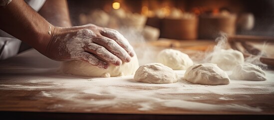 Aufkleber - Preparing the dough on a baking sheet Handmade homemade cakes. Creative Banner. Copyspace image