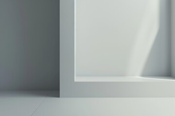 Poster - An empty room with a clean, white wall and floor. Suitable for various uses