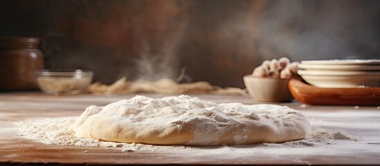 Aufkleber - Preparing the dough on a baking sheet Handmade homemade cakes. Creative Banner. Copyspace image
