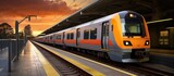 Fototapeta  - Melbourne Metro Train at Victoria Park railway station. Creative Banner. Copyspace image