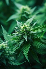 Poster - A close-up view of a plant with vibrant green leaves. This picture can be used to showcase the beauty of nature and add a touch of freshness to any design
