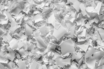 Poster - Shredded paper piled on top of a table, suitable for various creative projects
