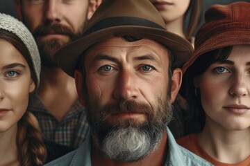 Aufkleber - A picture featuring a group of people wearing hats and sporting beards. This versatile image can be used in various contexts
