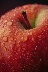 Poster - A red apple with water droplets. Suitable for food and nutrition-related themes