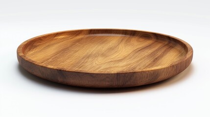 Poster - A detailed view of a wooden plate resting on a clean white surface. This versatile image can be used in a variety of settings