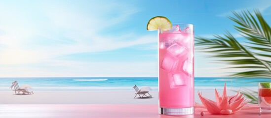 Poster - This magnificent cocktail of fresh pink Palomas will change the way you look at tequila A festive drink is ideal for brunch parties and holidays. Creative Banner. Copyspace image