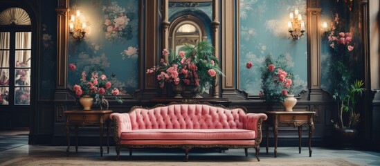 Poster - Vintage mansion a retro design in an elegant living room. Creative Banner. Copyspace image