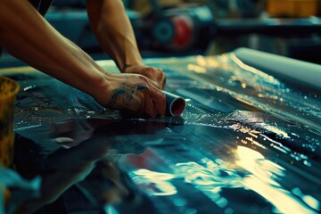 Aufkleber - A detailed close-up of a person's hand holding a piece of metal. This image can be used to illustrate concepts related to construction, engineering, or manufacturing