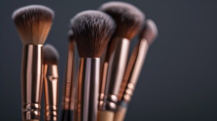 Wall Mural - A close-up view of a collection of makeup brushes. Perfect for beauty and cosmetics related projects