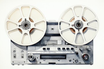 Poster - A pair of reels sitting on top of a stereo system. Perfect for music lovers or vintage enthusiasts