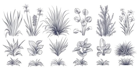 Poster - A collection of different types of plants displayed on a clean white background. This versatile image can be used for various purposes