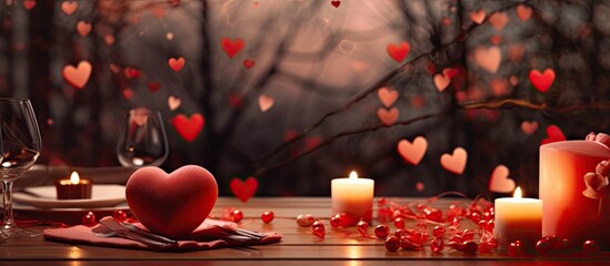 Poster - Romantic table setting for Valentines day. Creative Banner. Copyspace image
