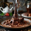 The Eiffel tower made up from chocolate