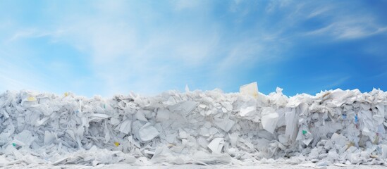 Aufkleber - Stack of paper waste before shredding at recycling plant. Creative Banner. Copyspace image