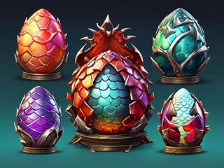 Wall Mural - dragon eggs, dragon eggs fantasy illustration, dragon Eggs For RPG Game Asset