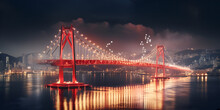  The Bosphorus Bridge In Istanbul Turkey At Night, Neon Streets Of San Francisco Golden Gate Bridge, Golden Gate Bridge At Night,  Generative AI 