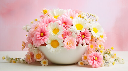 Wall Mural - a bowl of flowers on a table