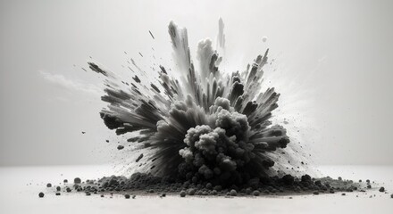 Wall Mural - Abstract black dust explosion on white background