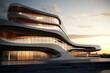 Distinctive Modern architecture facade wave style. New shape geometry edifice. Generate Ai