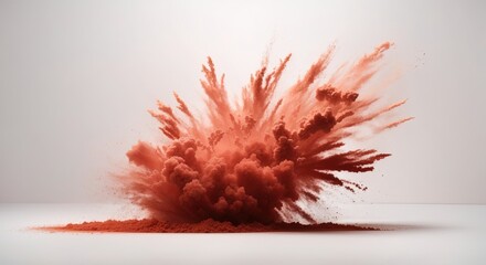 Wall Mural - Abstract red dust explosion on white background