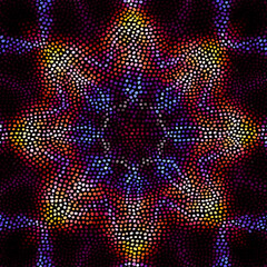 Poster - Vector ethnic tribal Mandala. Small random dots mosaic. Abstract seamless pattern.
