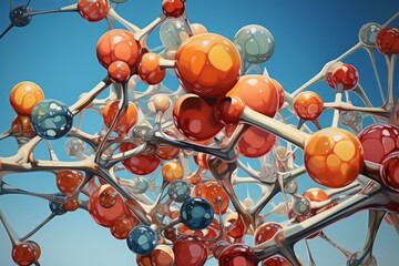 Poster - Intricate Molecular structure cell. Formula atom tech. Generate Ai