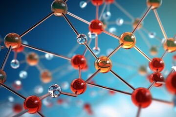 Poster - Interconnected Molecular structure cell. Formula atom tech. Generate Ai