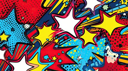 Wall Mural - Comics illustration, retro and 90s style, pop art pattern, colorful, graffiti