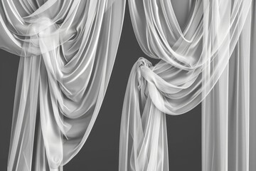 Poster - A black and white photo of a curtain. Suitable for interior design or home decor projects