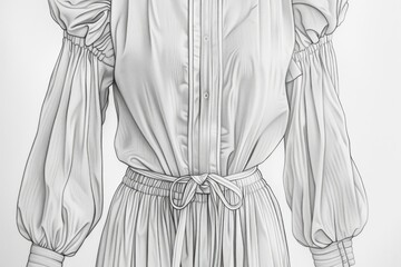 Poster - A simple and elegant drawing of a woman wearing a dress. This versatile image can be used in various contexts
